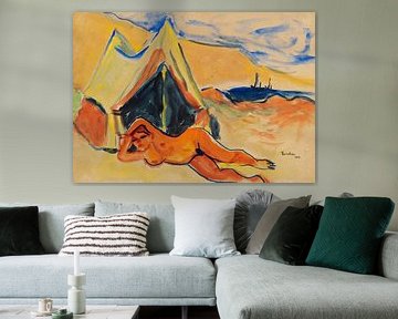 Max Pechstein, Naakt liggend op het strand, 1911 van Atelier Liesjes