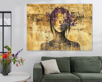 Fleurs violettes | Femme Or sur Caprices d'Art