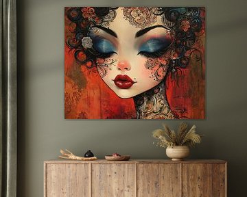 Magnifique portrait de femme avec détails sur Peintures accrocheuses