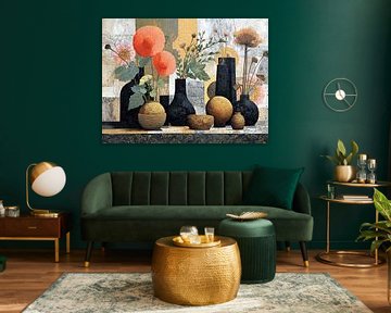 Fleurs et vases | Élégance moderne avec des fleurs colorées sur Peintures accrocheuses