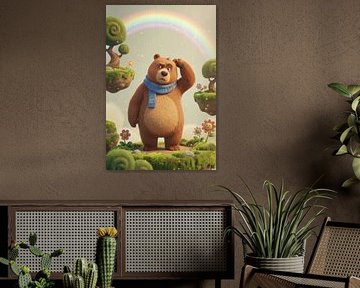 Ours de bande dessinée désorienté dans un monde flottant fantaisiste sur Markus Gann