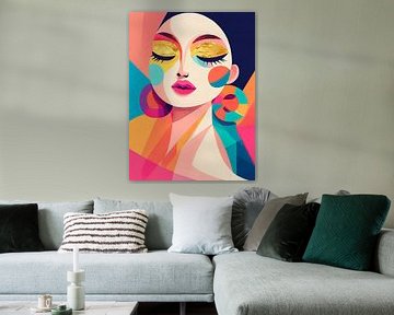 Portrait abstrait moderne Pop Art avec accents dorés sur Studio Pieternel