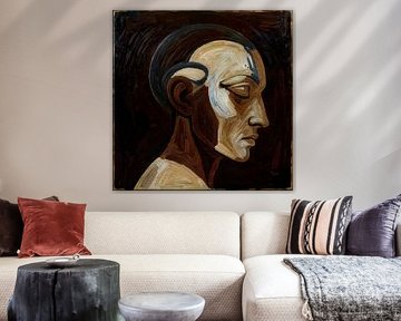 Nachdenkliches Profil in Erdtönen