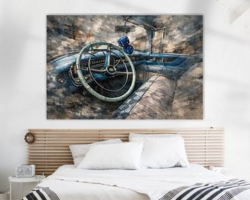 Stedelijke textuuroverlappingen zonder echte omgeving met klassiek voertuig van Johnny Flash