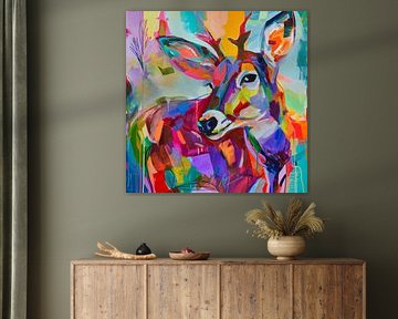 Portrait coloré d'un cerf