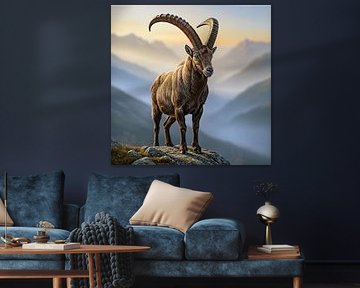 Ibex des Alpes dans la lumière du matin