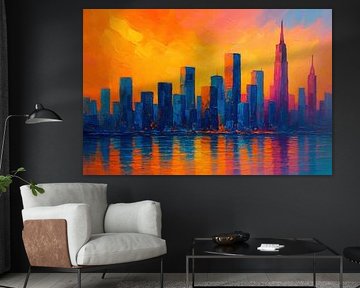 Stadt-Silhouette mit Wasserreflexion von Imperial Art House