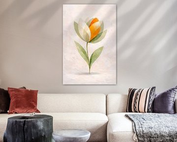 Elegant Minimalist Tulip Botanical Art