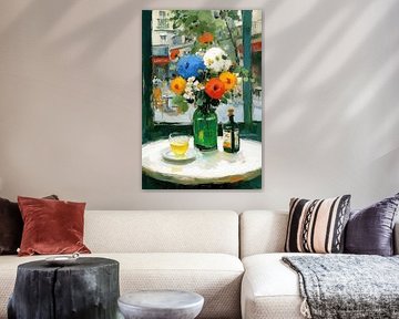 Helle Blüten und Getränke