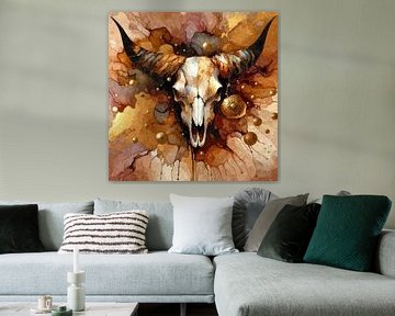 Bull's head in earth tones