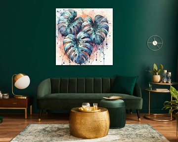 Monstera in Aquarellfarben