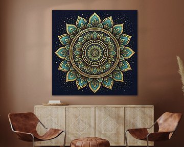 Mandala in turquoise and gold