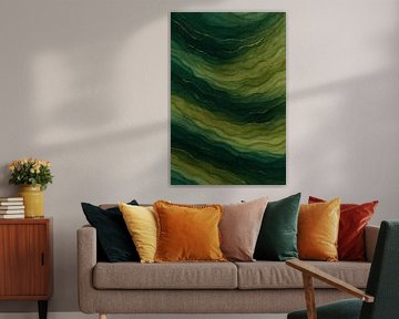 Grüne Wellen-Schichten mit Gold