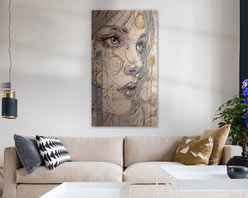 Porträt einer Frau in einer Wandmalerei Fresko