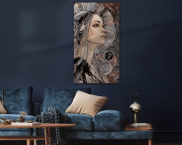 Porträt einer Frau in einer Wandmalerei Fresko