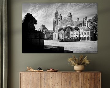 Vrijthof square with silhouette of lion in the foreground by Streets of Maastricht