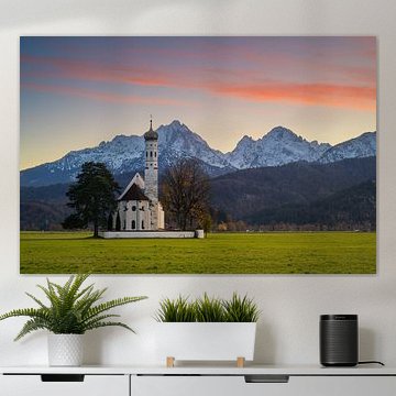Evening glow at St. Coloman's Church in Bavaria