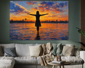 Vurige horizon met silhouet van Art & Soul Creations