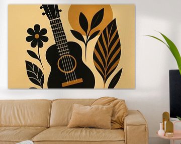 Retro gitaar met bloem en blad van Imperial Art House