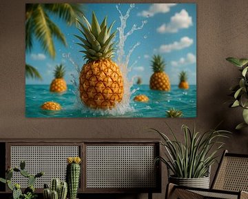 Verspielte Ananas in klarem Wasser von Imperial Art House