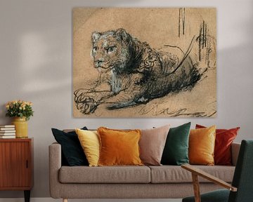 Ruhender junger Löwe, Rembrandt Harmensz. van Rijn