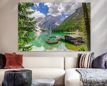 Pragser Wildsee or Lago di Braies in the Dolomites during spring by Sjoerd van der Wal Photography