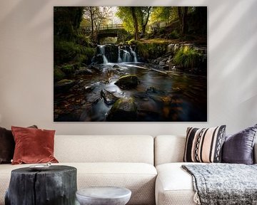 Waterfall in a forest, photo taken with a Canon R7 camera