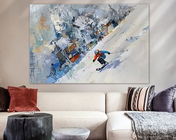 Skiër op de zwarte piste