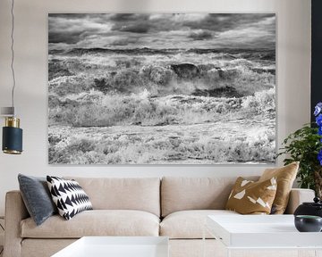 North Sea storm black and white high waves by eric van der eijk