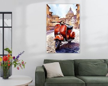 Der rote Motorroller