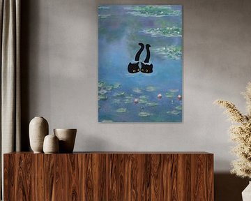 Deux chats imprimés Monet Nénuphar