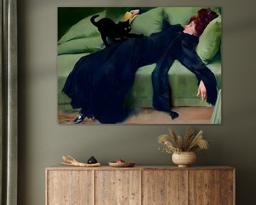 Cat Print Decadent Young Woman Famous by Outdoor Way