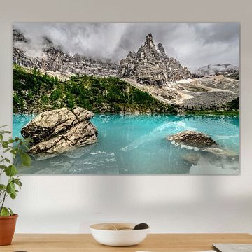 Lago di Sorapiss in the Dolomites during an overcast springtime d by Sjoerd van der Wal Photography