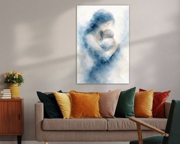 Intiem moment van moederliefde (mama, kleine, baby, kindje, liefde, familie, pastel, zoon, dochter) van Natalie Bruns