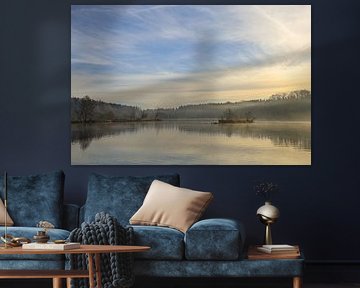 Uferlandschaft Schwackenreuter Seen mit Nebelresten - Mühlingen von BlattArt - Christine Horn