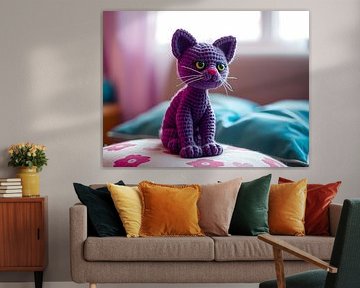 Gehäkelte lila Katze