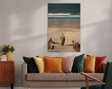 De man op het strand van Skyfall