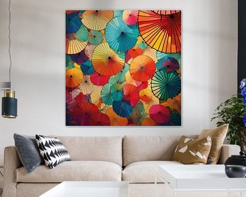 Illustration eines farbenfrohen japanischen Regenschirms's