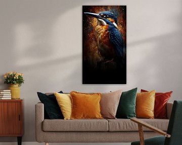 Eisvogel auf einem Baum, künstlerisch stehend, Panorama von TheXclusive Art