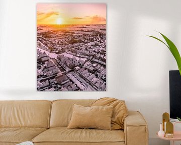 Schnee in Makkum bei Sonnenaufgang von Ewold Kooistra