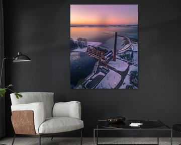 Waldpumpwerk Lemmer – Winterlicher Sonnenuntergang Drohne von Ewold Kooistra