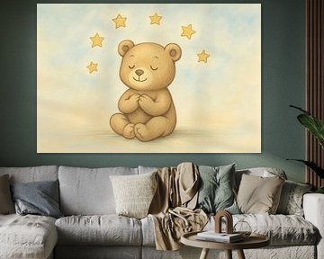 Zittende beer met dromende blik van Art & Soul Creations