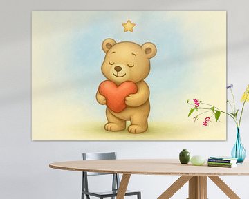 Bear with a warm red heart by Art & Soul Creations