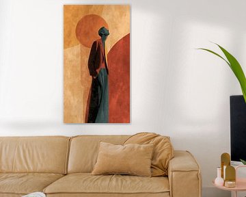 Vintage Modern Human Expression – Contemporary Flat Digital Illustration by Aden Pink Galerry