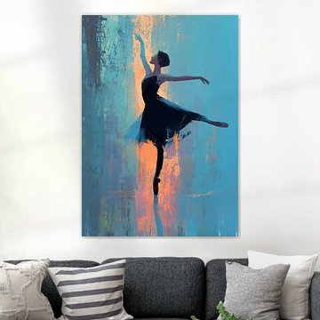 Ballerine noire Fond bleu