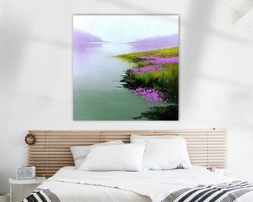 Bloemenweide | Roze Streken op Stil Water