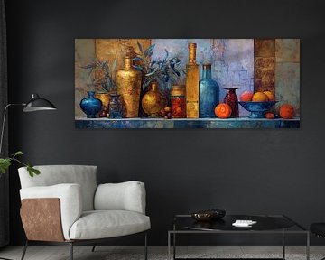 Vergoldete Vasen mit Orangen von Blickfänger Gemälde