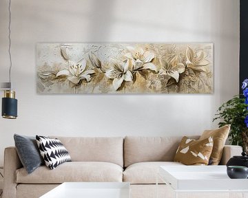 Weiße Lilien Erdtöne von Kunst Laune