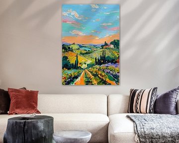 Champ ensoleillé : le chemin vers le toit rouge sur Niklas Maximilian