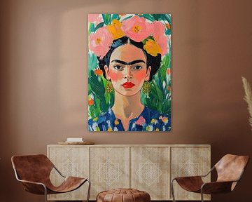 Frida in Bloom: Iconic Portrait in a Blaze of Colour by Niklas Maximilian